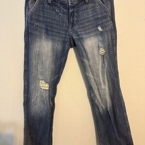 American Eagle Blue Boyfriend Jeans Relaxed Distressed